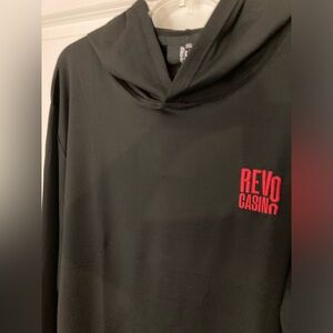 Black Hoodie Long-Sleeves Jersey Top Casino Player Size 2X Mens Shirt